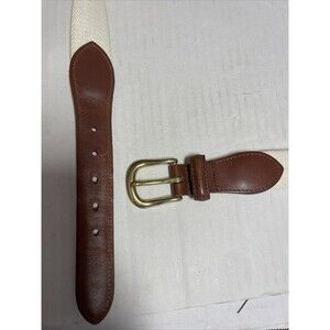 Coach Belt Men’s 42 # 3880 Leather Cream Woven Brass Buckle Golf Belt Vintage